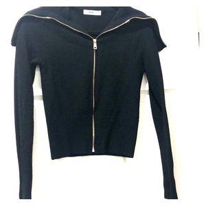 Black gold zippered knit jacket